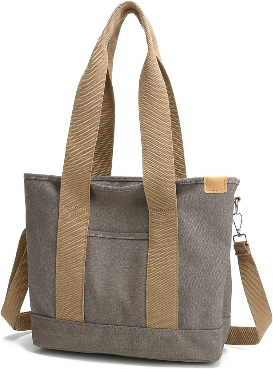 zhongningyifeng Women's Canvas Handbag, Multiple Pockets, Shoulder Bag with Zip for Travel, Work, Daily Use - ShopVlot