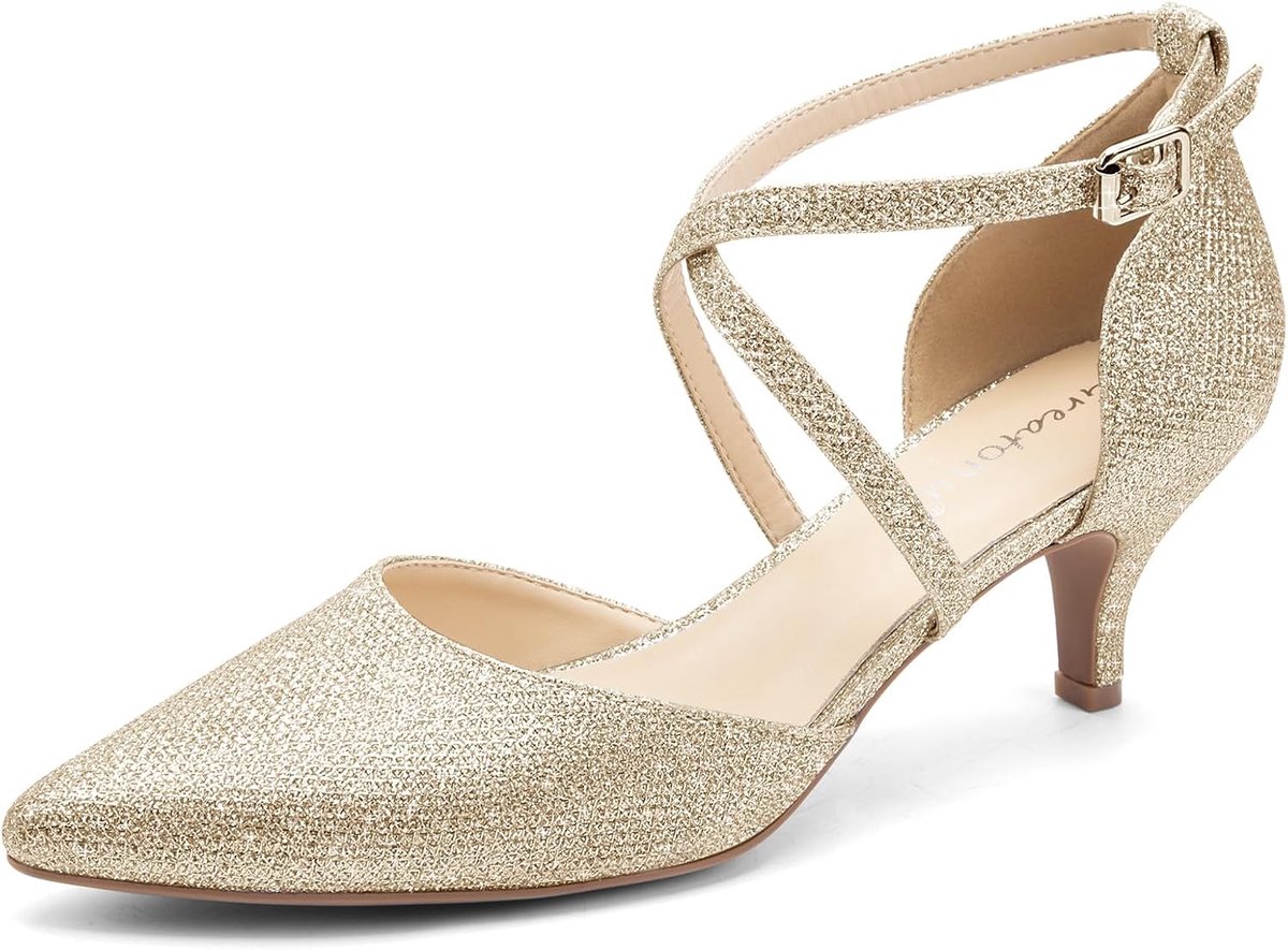 Dames kittenhak schoenen - puntige neus - enkelbandje - elegant voor dagelijks gebruik - ShopVlot