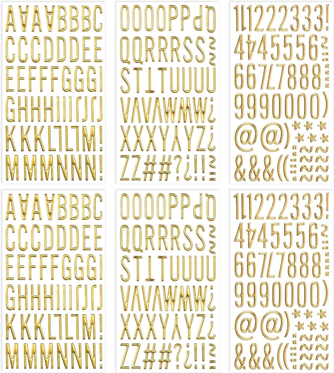 Letterstickers goud 6 vellen - zelfklevende foamletters - waterproof - perfect voor DIY-projecten - ShopVlot