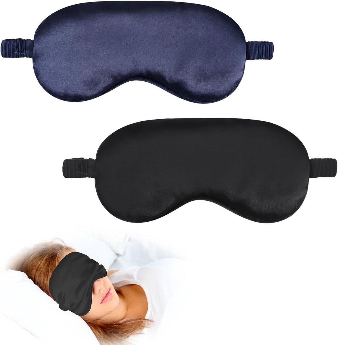 Slaapmasker 2 stuks - zachte zijde - lichtblokkerend - comfortabel voor reizen - ShopVlot