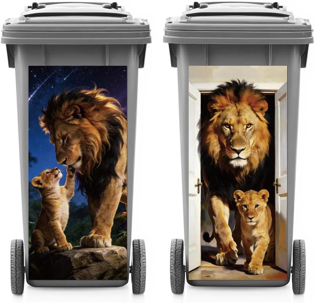 Vuilnisbak stickers 15 x 82 cm - weerbestendig - lion design - voor garbage containers - ShopVlot