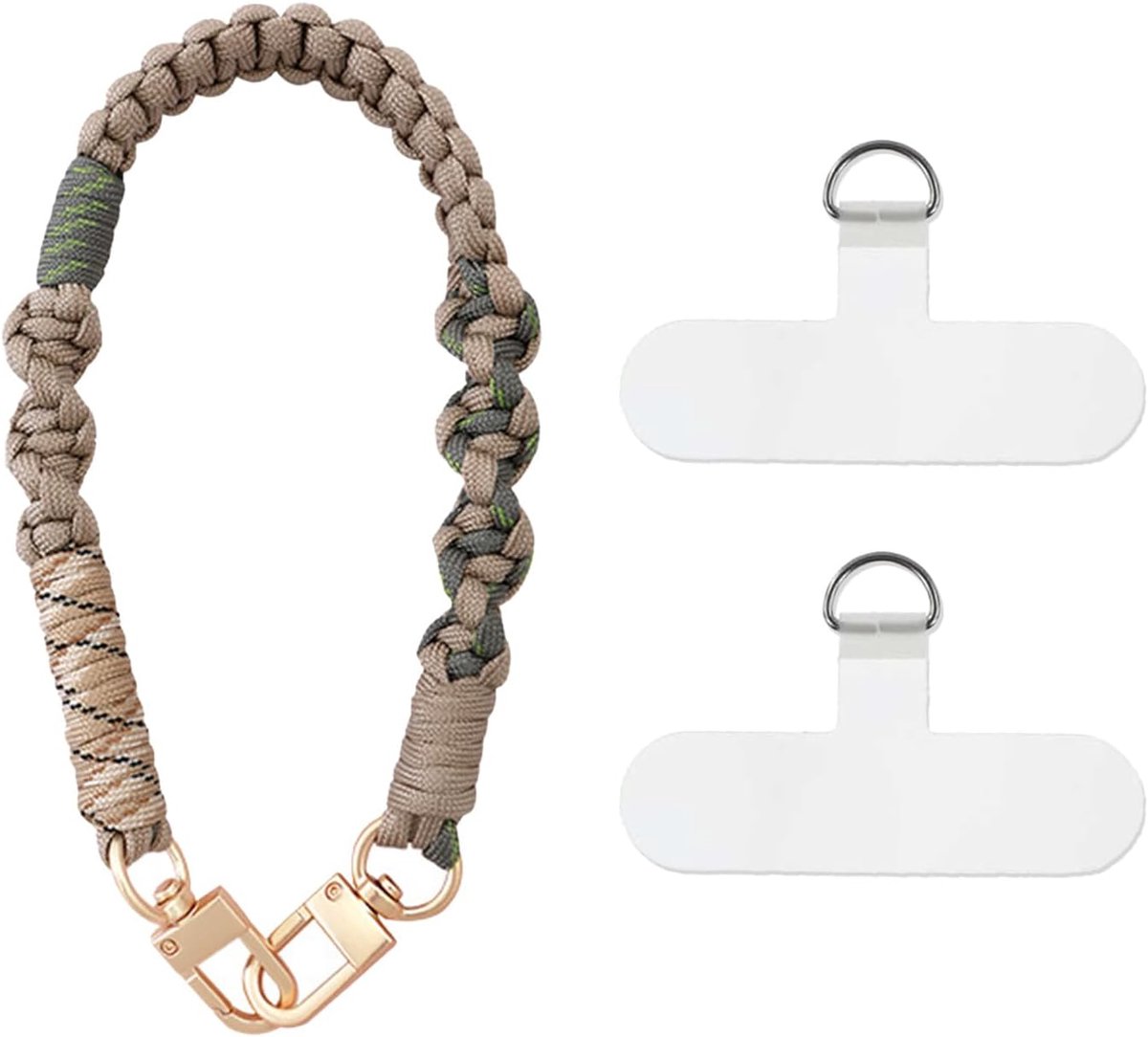 Mobiel polsband met anti-diefstal - Bruin met 2 witte clips - Veilig je telefoon - Ideaal voor buitenactiviteiten - ShopVlot