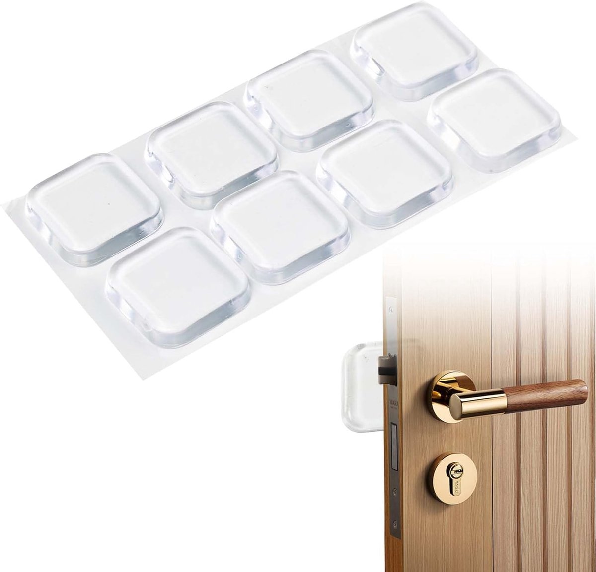 Deurstopper 42 mm - Transparante rubberen buffers - Eenvoudige montage - Onzichtbare wandbescherming - ShopVlot