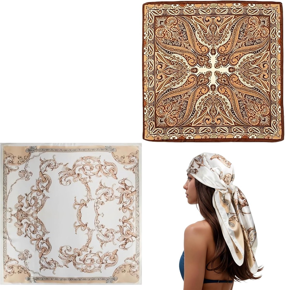 Zijden sjaal 70x70 en 90x90 cm - Elegant en veelzijdig - Zijdeachtig gevoel - Perfect voor dagelijks gebruik - ShopVlot