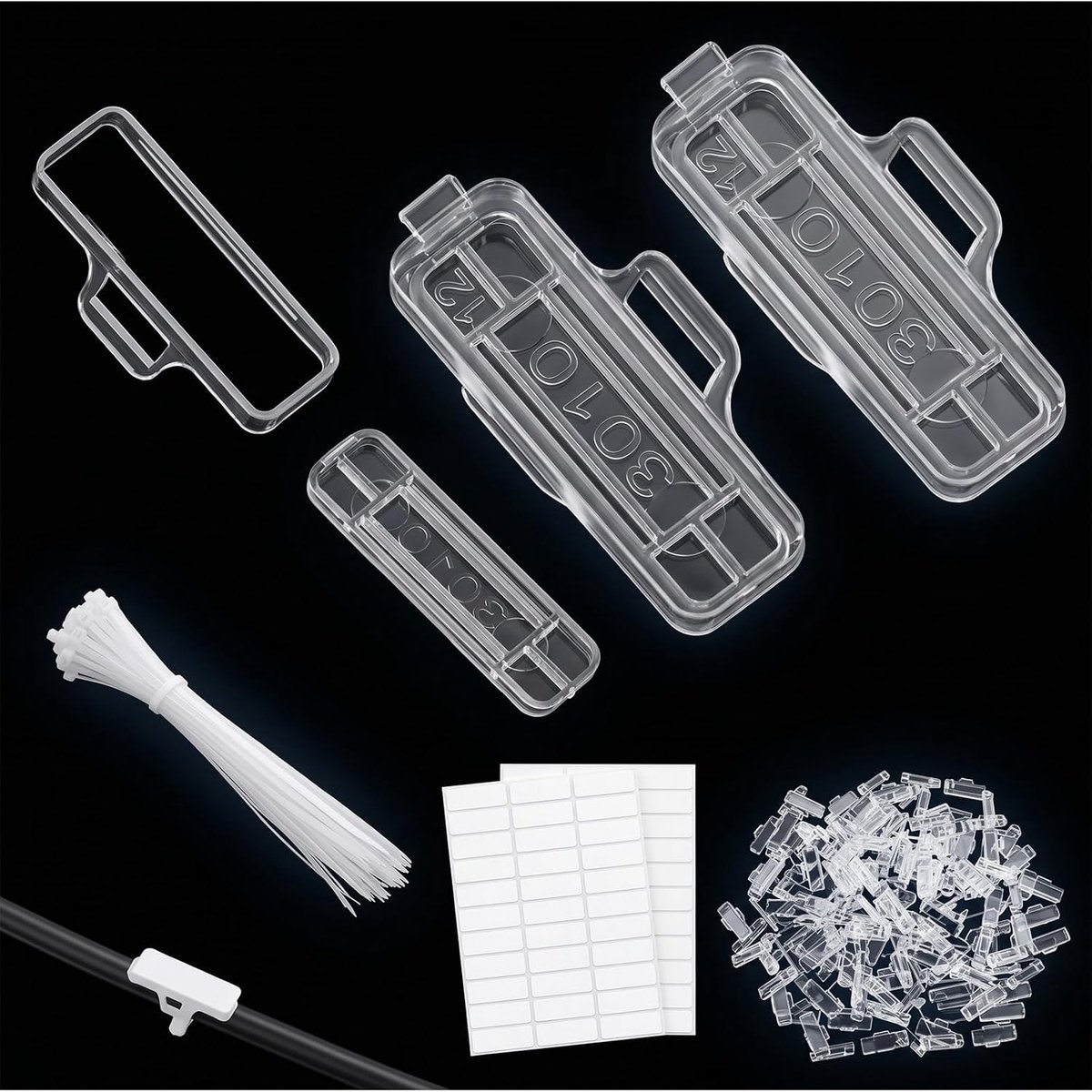 Kabellabels set van 100 - Transparant en waterproof - Met 100 kabelbinders en 100 etiketten - ShopVlot