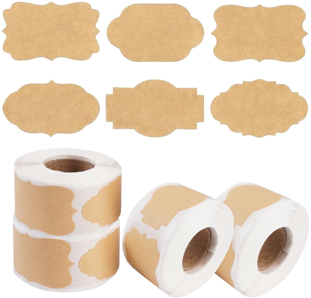 Solidchoice - 1200 Stuks Kraft Zelfklevende Labels voor Cadeaus en Knutselen