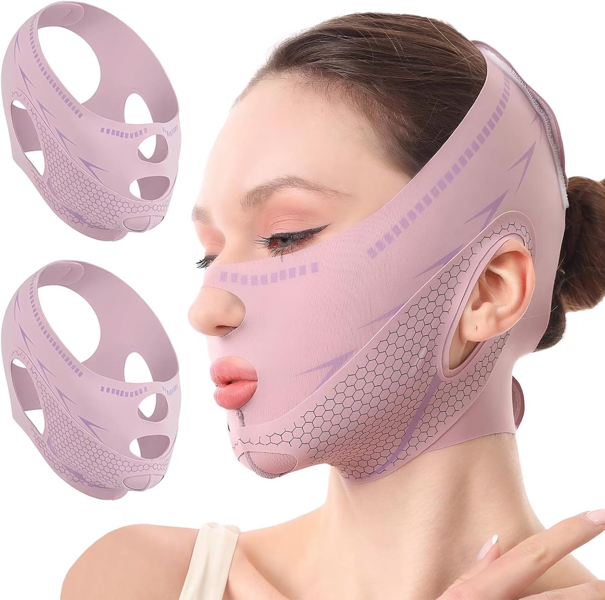 2 stuks v Line lifting masker, herbruikbaar, verstelbaar dubbele kin masker, verstevigt en verstevigt, dubbele kin - ShopVlot