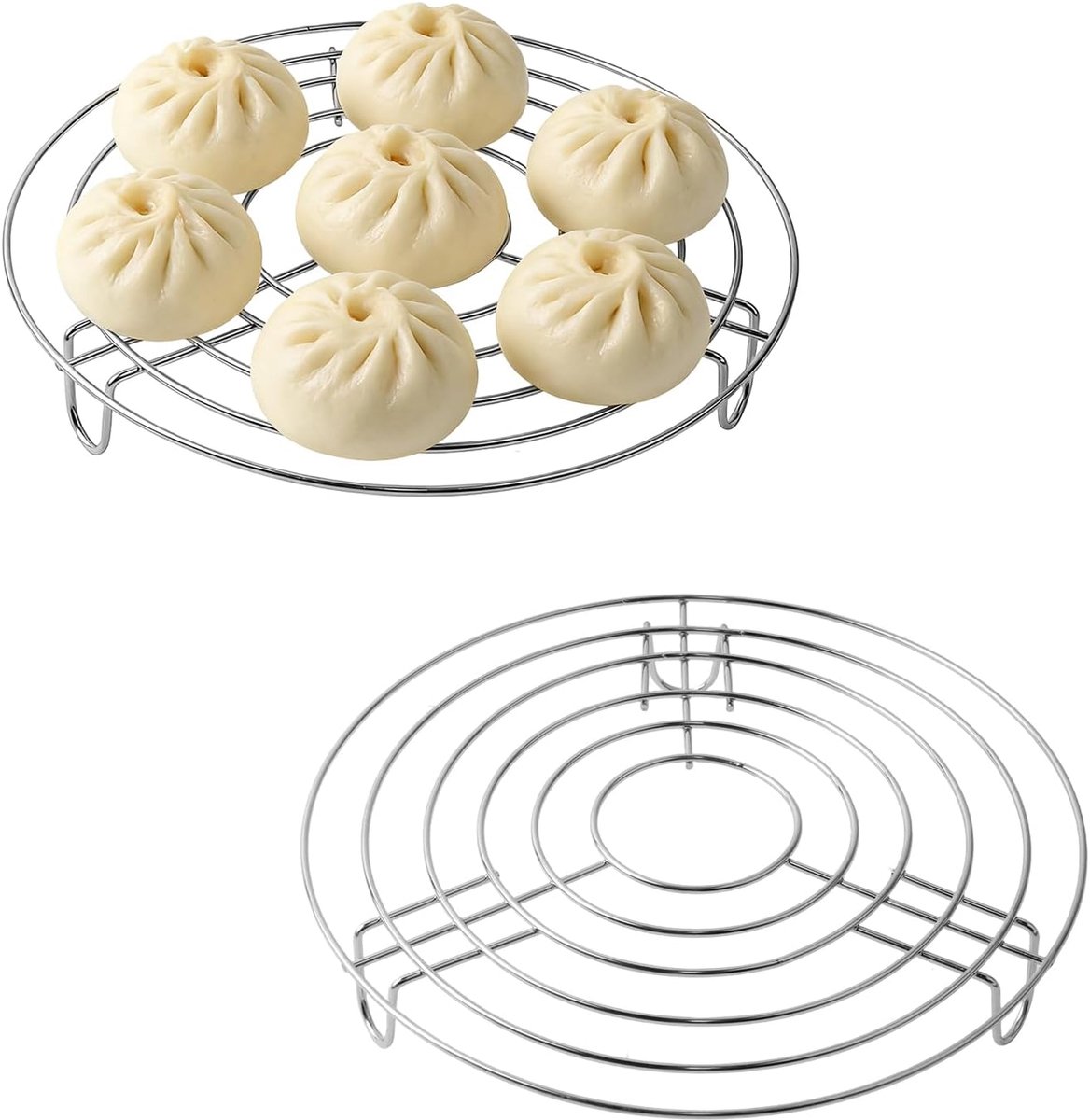 Cooling Grate Stainless Steel Insert Grid Steam Grate Set of 2 Round 20 x 3 cm - ShopVlot