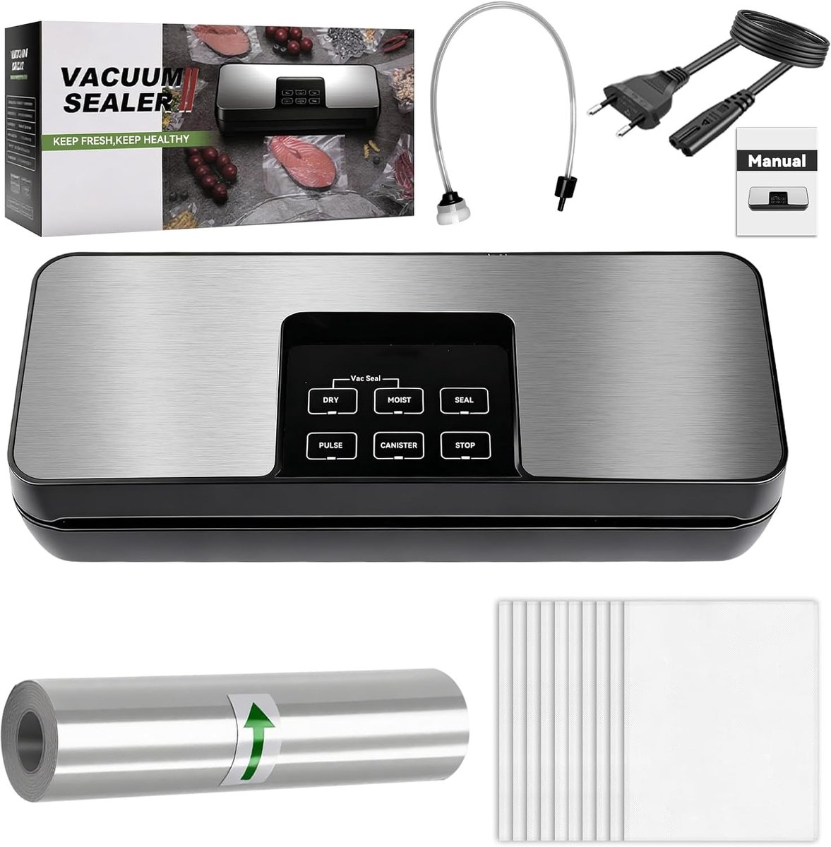 80Kpa Dry and Wet Vacuum Sealer (with 1 roll film and 10 textured bags) - ShopVlot