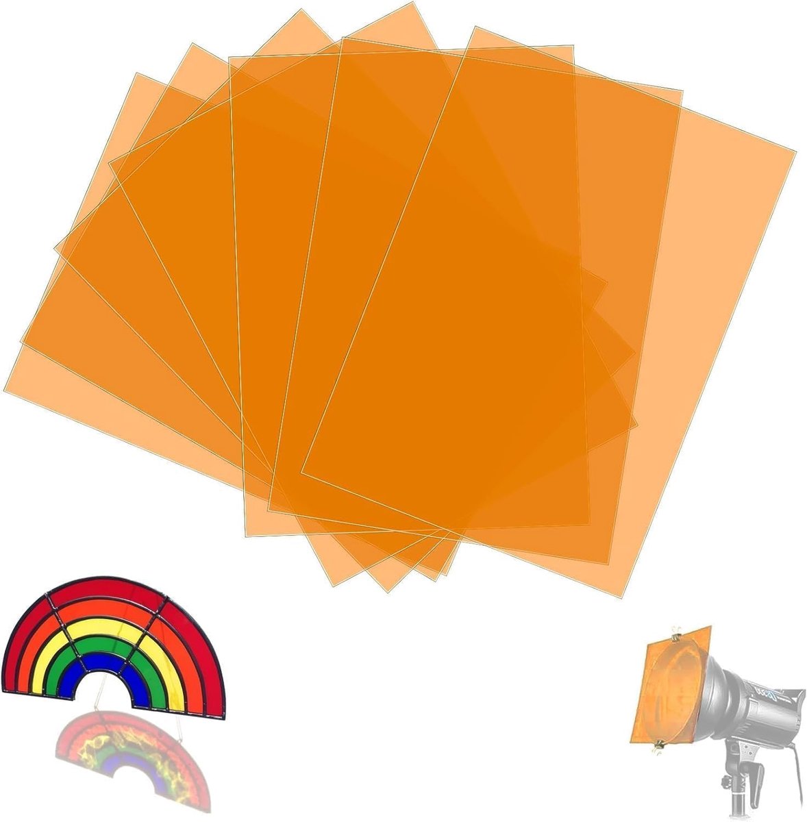 8 Filter Films in Orange, Transparent, 0.3 mm, A4 Colour Filter Film, Transparent Colour Film for Stage Light and DIY - ShopVlot