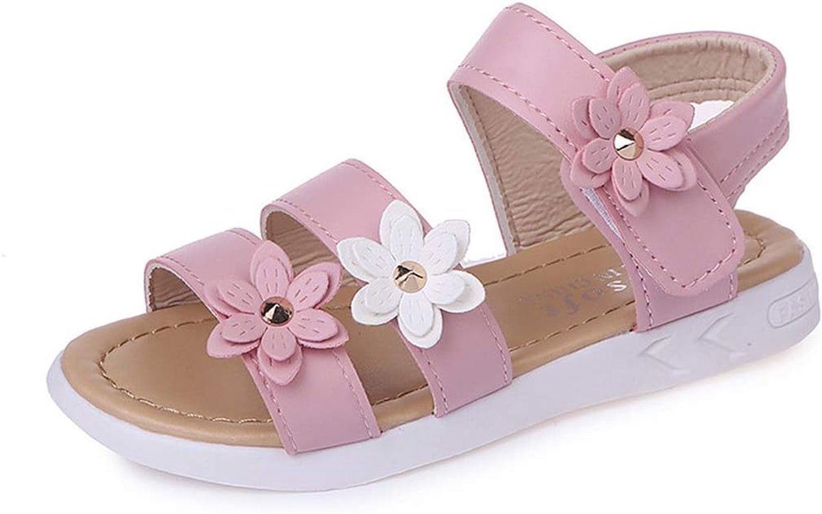 Girls Sandals Three Floral Leather Shoes Sandals for Little Girls - ShopVlot
