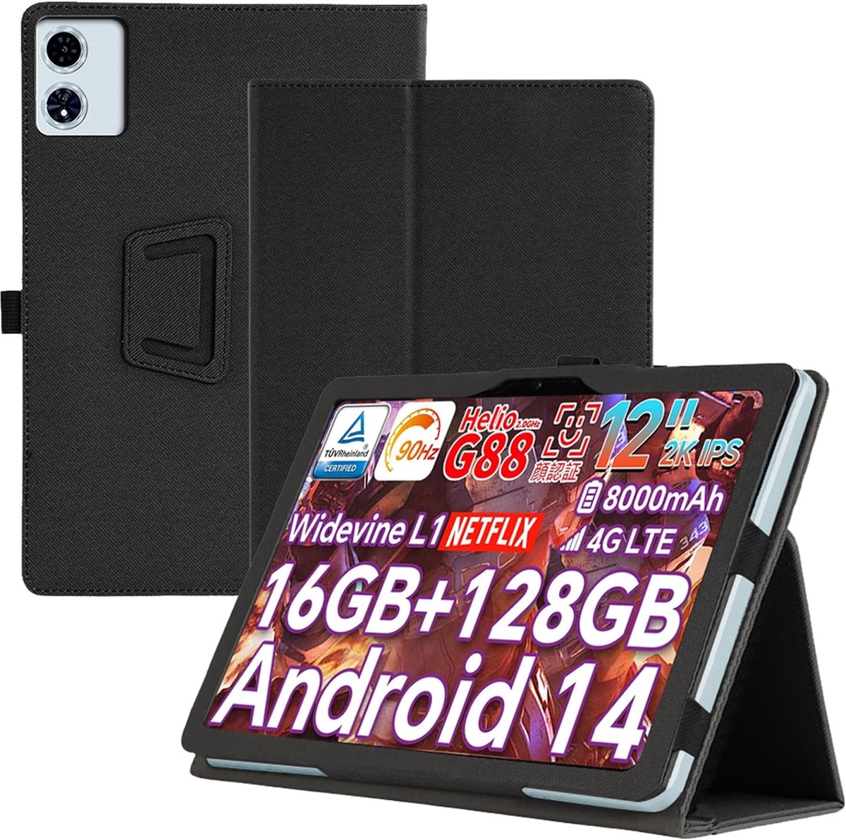 Case Compatible with TECLAST T60 Plus/ODEA A12, Slim and Lightweight Flip Case Foldable, Back Cover Flip Stand, Slim - ShopVlot