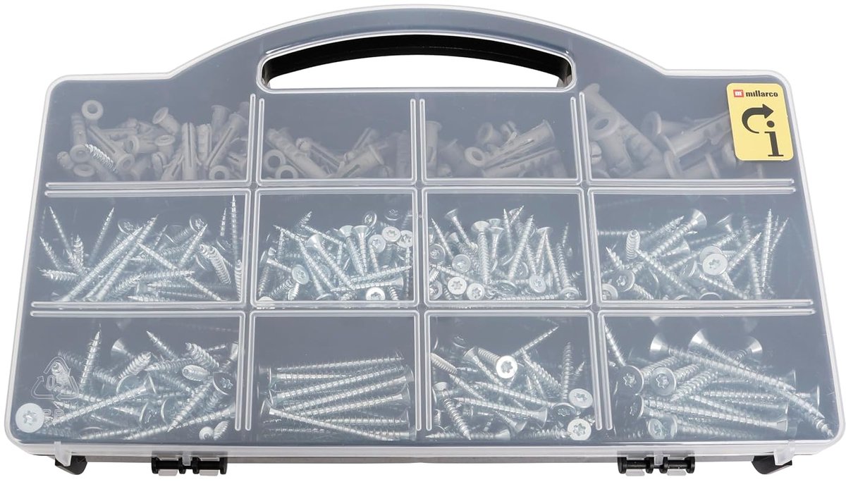 Assortiment schroeven en pluggen 525-delig - 420 houtschroeven met TORX-aandrijving - nylon pluggen - ShopVlot