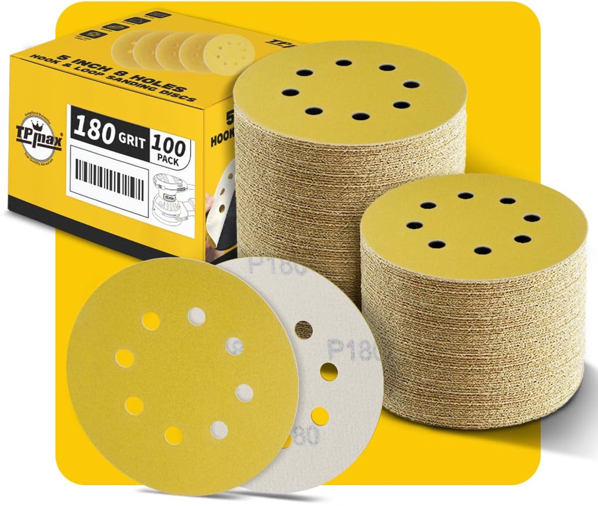Schuurdiscs 125 mm - 100 stuks - 8 gaten - Aluminiumoxide - Ideaal voor hout en metaal - ShopVlot