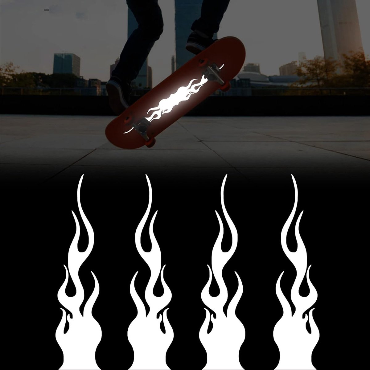 Flame sticker 7,8 inch - reflecterend vinyl - waterproof - perfect voor auto en motor - ShopVlot