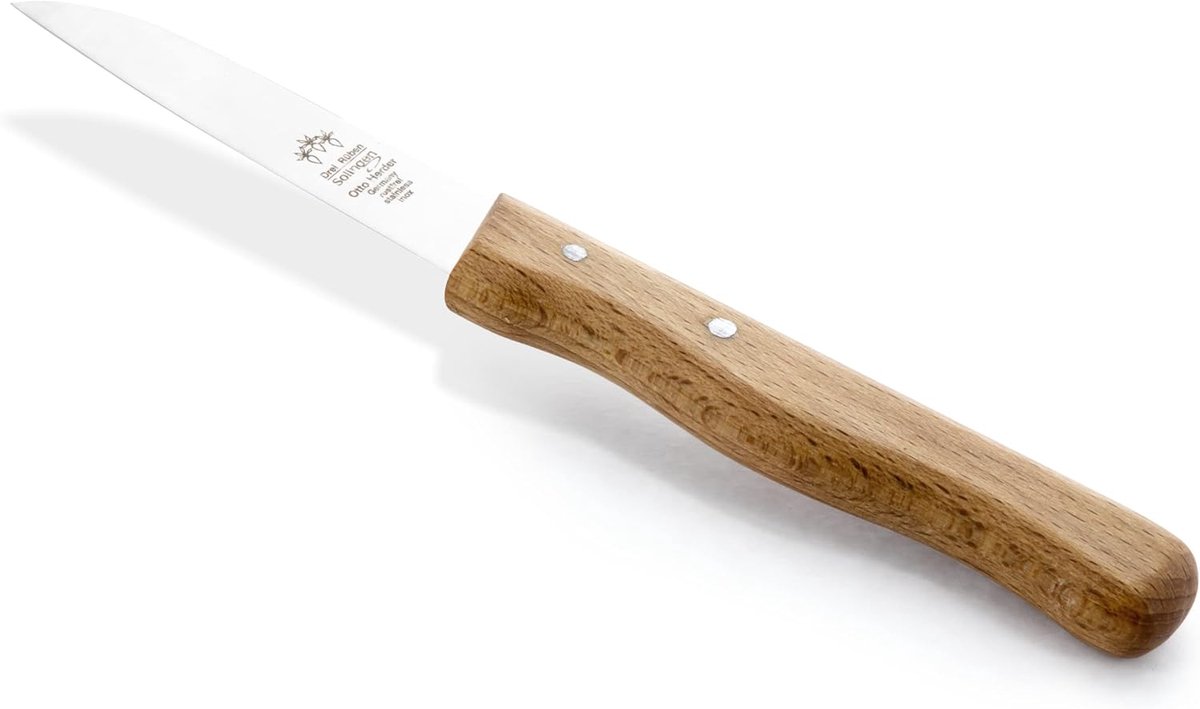 Schilmesser 17 cm - Roestvrij staal - Houten handvat - Ideaal voor schillen en snijden van groenten en fruit - ShopVlot
