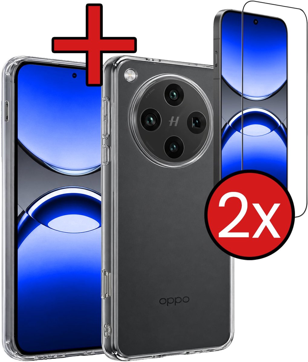 Hoesje - Met 2x Screenprotector - Geschikt voor OPPO Find X8 Pro - Sterk & Shockproof - Telefoon Hoes - Back Cover - Siliconen Case - Telefoonhoes - Transparant
