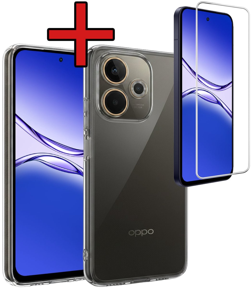 Hoesje - Met Screenprotector - Geschikt voor OPPO A5 Pro - Sterk & Shockproof - Telefoon Hoes - Back Cover - Siliconen Case - Telefoonhoes - Transparant