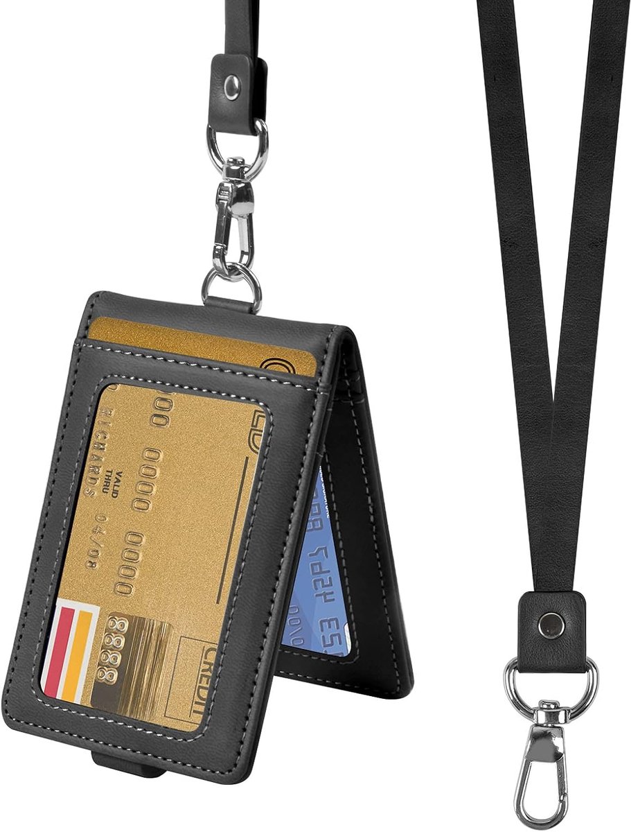 ID-kaarthoes met nekkoord - PU-leer - voor 5 creditcards - ideaal voor studenten - ShopVlot