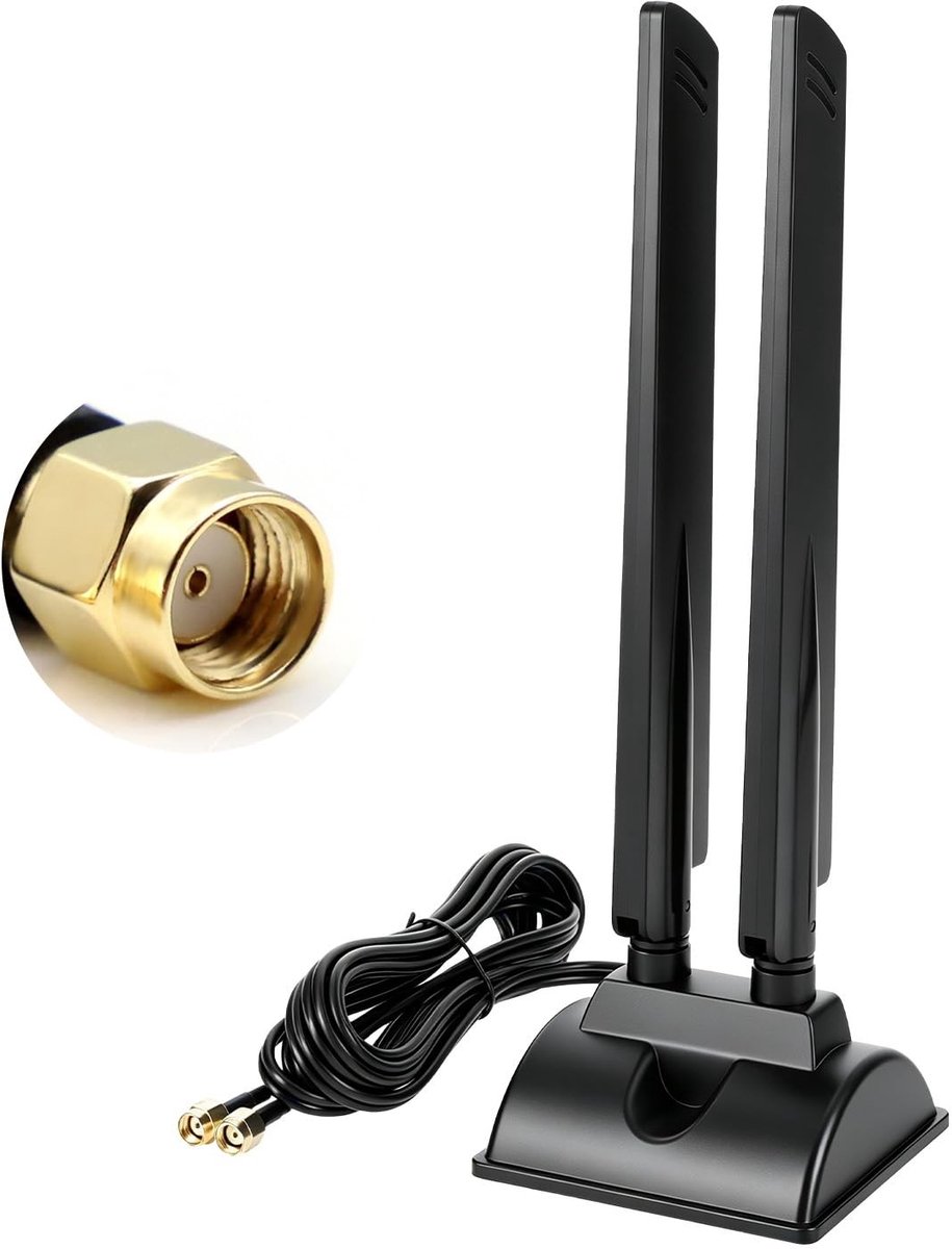 Solidchoice - Tri Band WiFi 6E Antenne met Magneetvoet, 2m