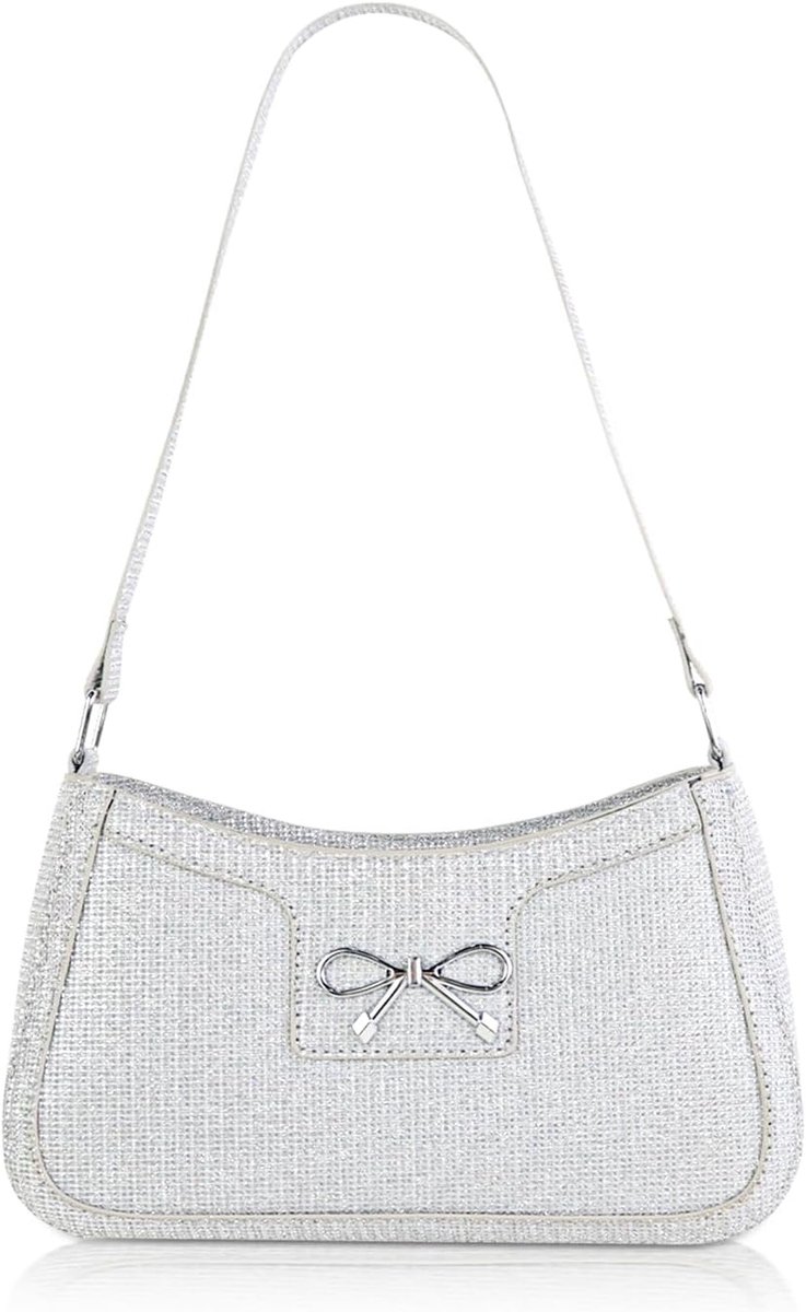 Schoudertas dames klein - glinsterend - elegant met strikken - perfecte accessoire voor uitgaan - ShopVlot