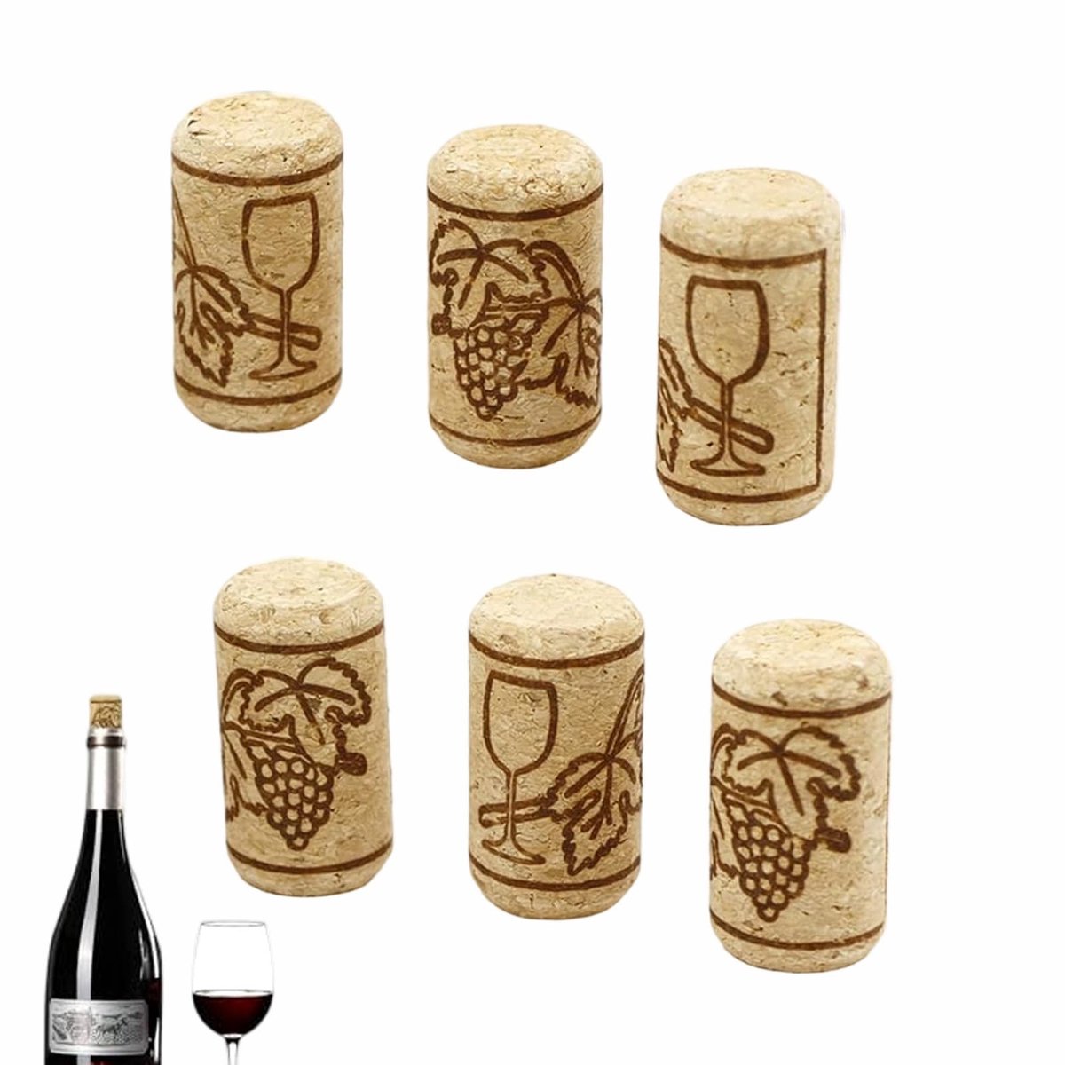 Solidchoice - Set van 6 Natuurlijke Kurken voor Creatief Gebruik en Decoratie