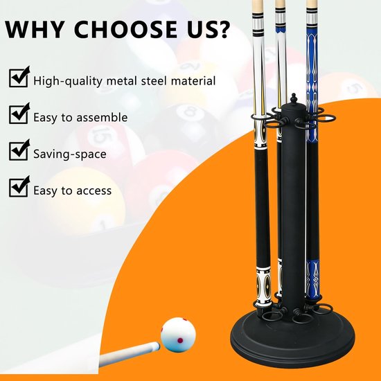 Solidchoice - Metalen Billiard Cue Houder met 6 Holes voor Thuisgebruik — afbeelding 4