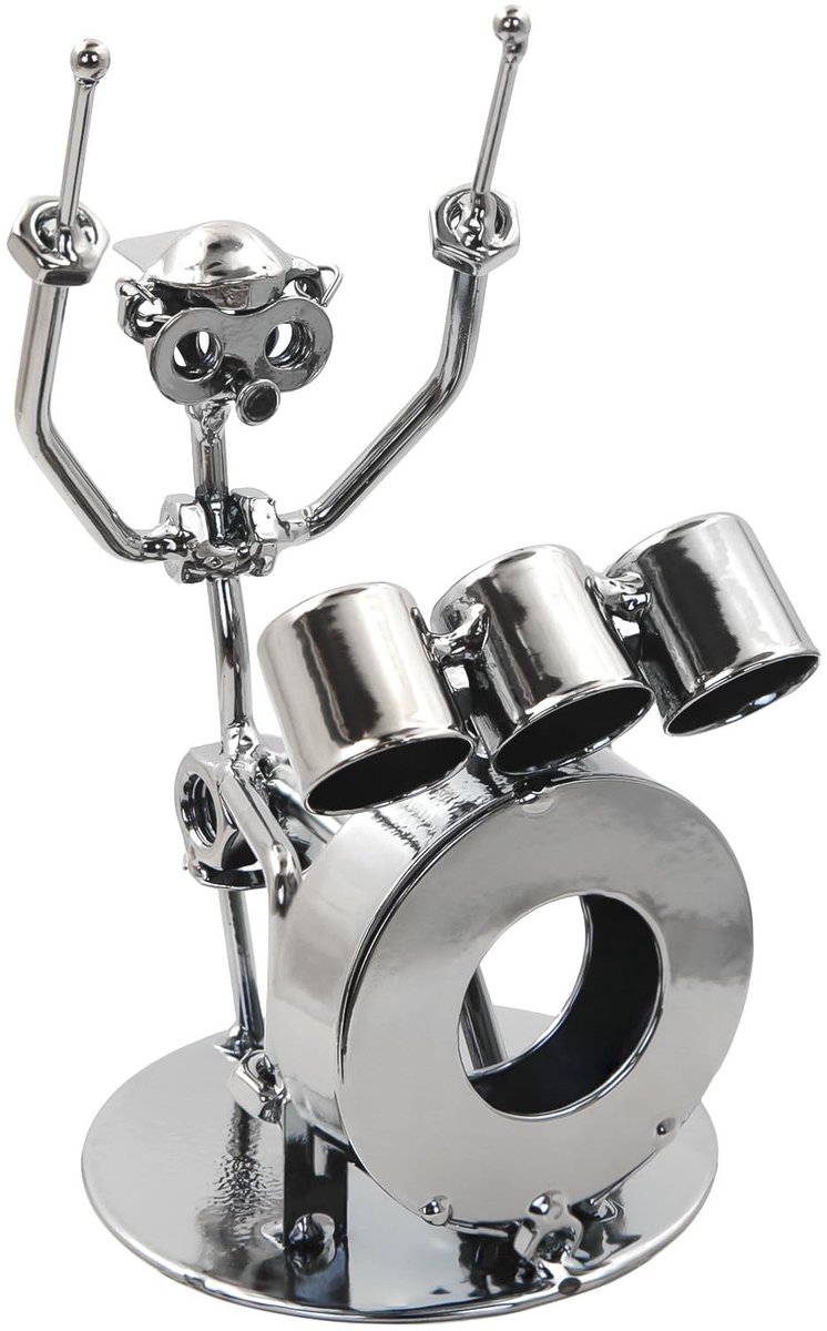 Solidchoice - Handgemaakte Vintage Drummer Beeldhouwwerk van Metaal