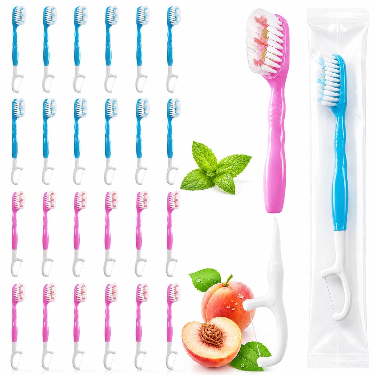 Solidchoice - Mini Tandborstel Set met Tandflos en Tongschraper voor Reizen