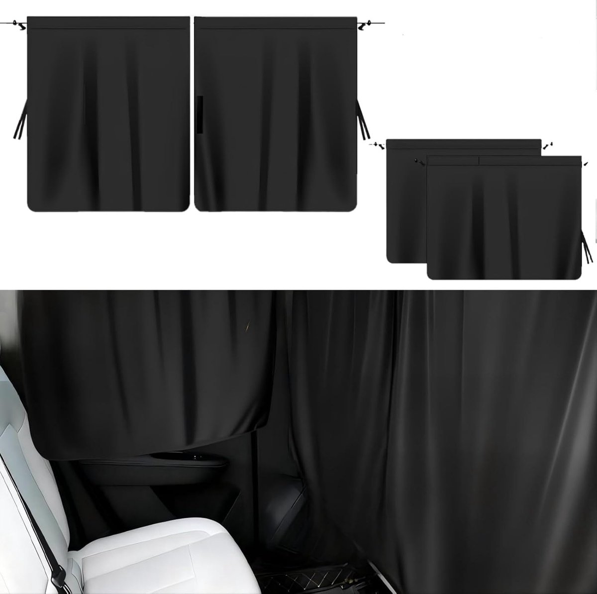 Autoruitgordijn set 3 stuks - 145 x 75 cm + 2 zijscheidingsgordijnen - uv-bescherming - ideaal voor privacy in de auto - ShopVlot
