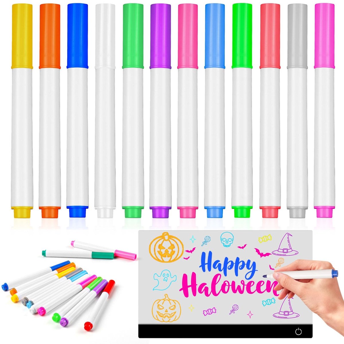 Solidchoice - Set van 12 Erasable Neon Markers voor LED Tekenborden