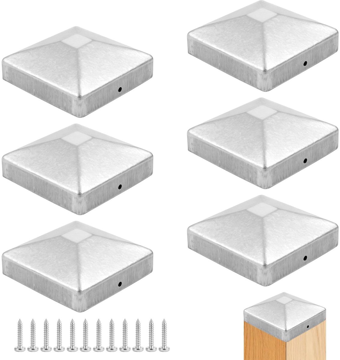 Solidchoice - Set van 6 Metalen Paaldoppen voor Hekwerk
