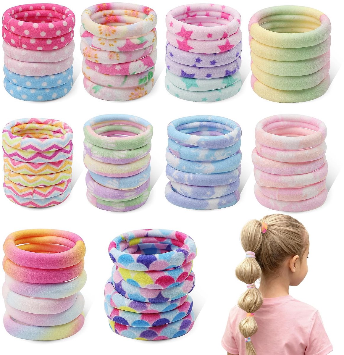 Solidchoice - 60 Stuks Kleurige Haar Elastieken voor Meisjes