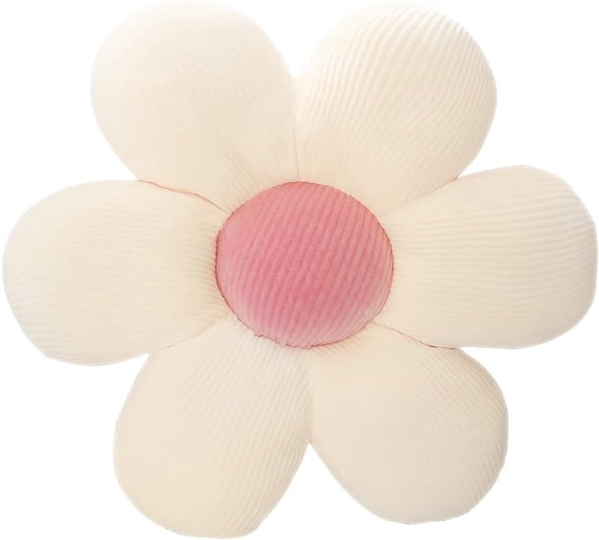 Decoratieve Bloemkussen Vloermat van 60 cm - Pluche Kussen voor Stoelen en Interieurdecoratie in Wit en Roze