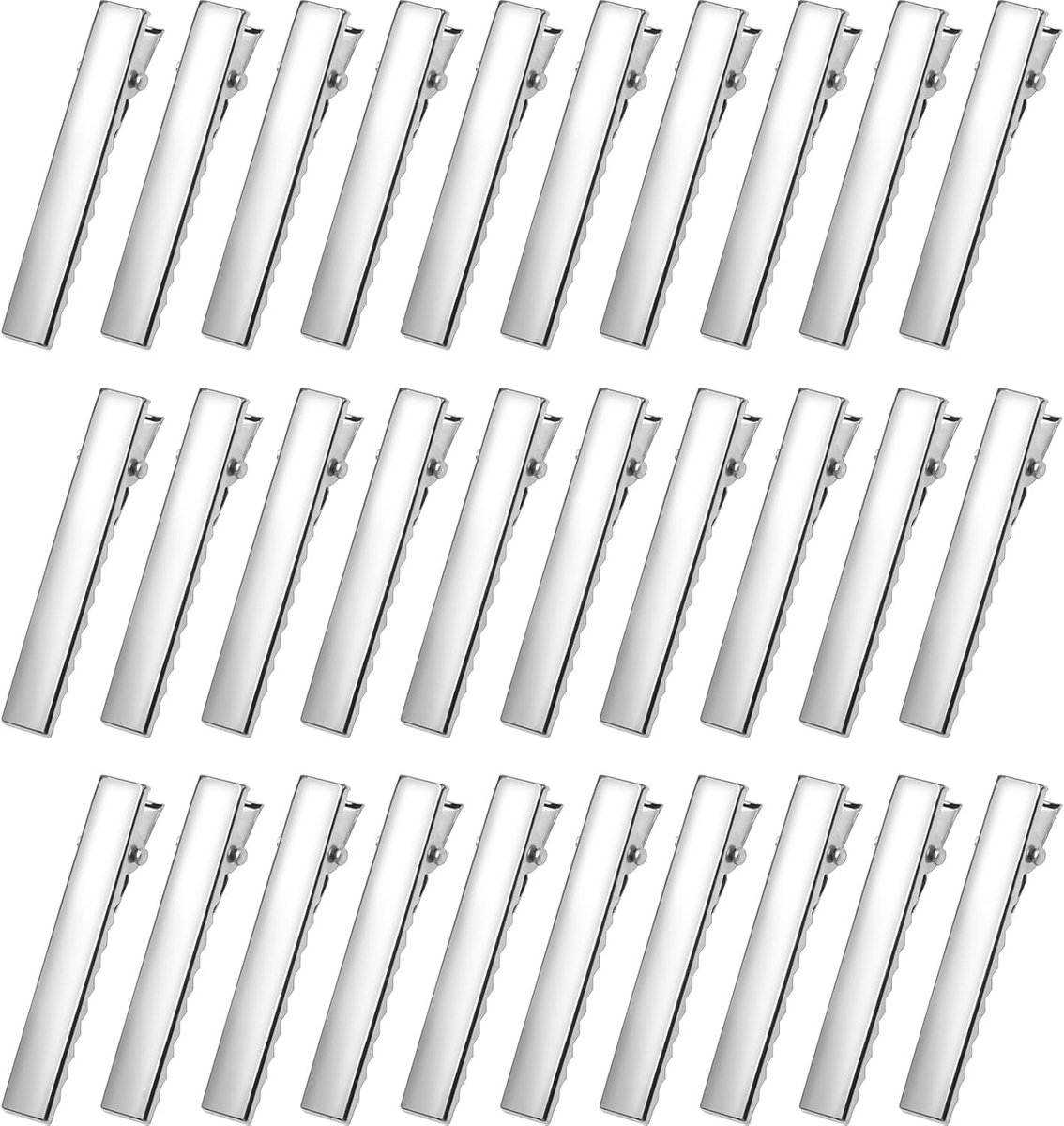 Krokodillenhaarclips 30 stuks - metalen eendenbek - zilver 46 mm - perfect voor haarverlengingen - ShopVlot