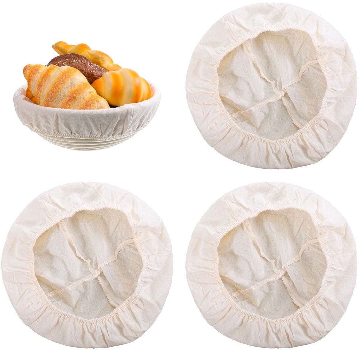 Solidchoice - Set van 3 Herbruikbare Gistmandhoezen van Katoen 25 cm
