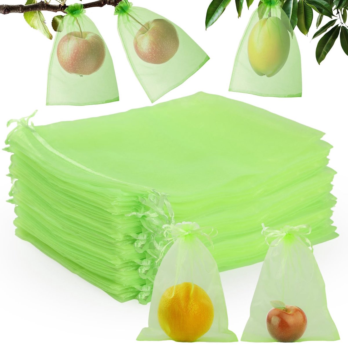 Solidchoice - 60 Stuks Fruitbeschermingszakken met Trekkoord voor Tuingebruik