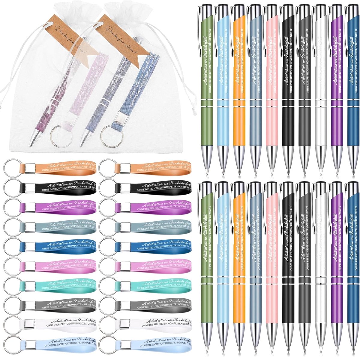 Gifts voor collega's - 20 sets - siliconen sleutelhanger met balpen en boekenlegger - ideaal bedankje voor collega's - ShopVlot