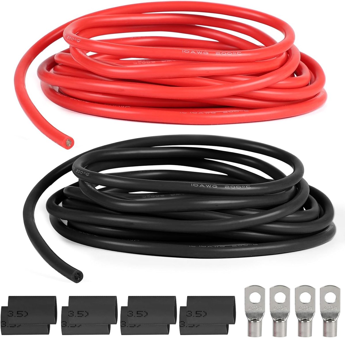 Siliconen Kabel 10 AWG 6mm² - Flexibel en Laag Impedantie - 5m Tinnen Koper - Ideaal voor Auto-installaties - ShopVlot