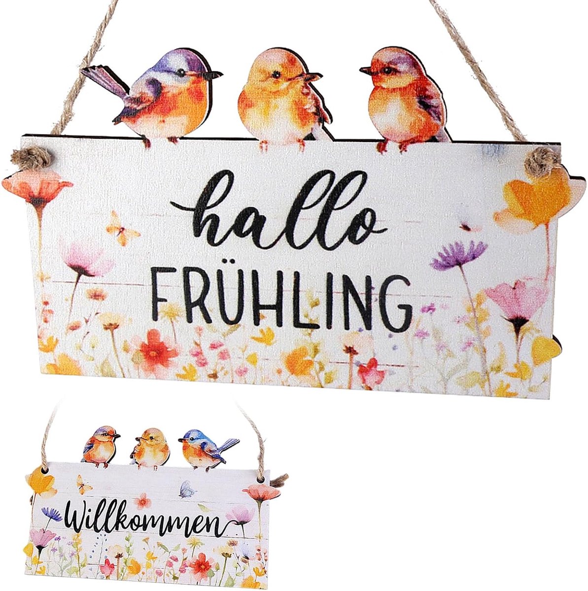 Welkomstbord voor voordeur - dubbelzijdig - retro houten ontwerp - decoratie voor binnen en buiten - ShopVlot