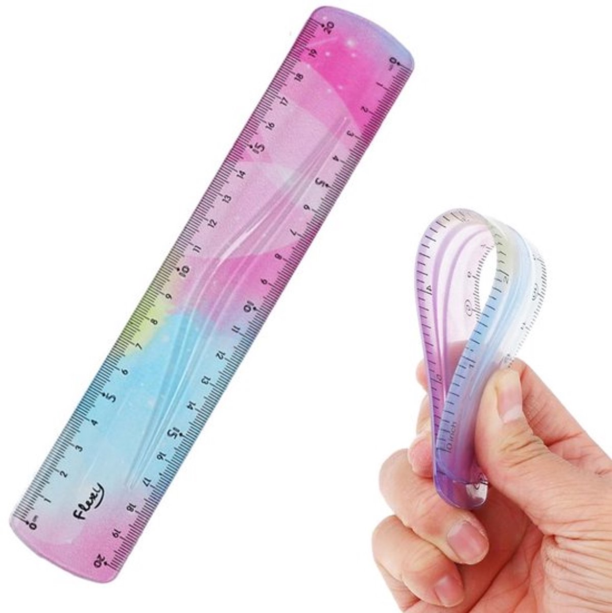 Liniaal 20 cm - Buigzaam - Kleurrijk - Zacht - Veilig - Lichtgewicht voor kinderen - Meetlat