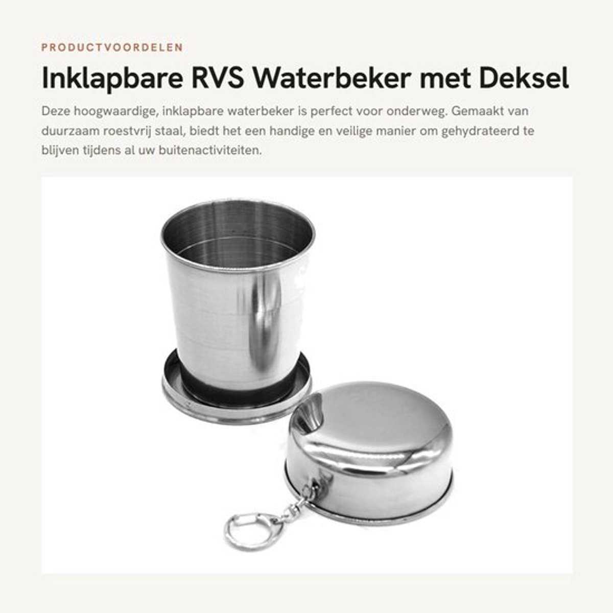 Bekerhouder - Opvouwbare Waterfles - Roestvrij Staal - Draagbare Sportwaterfles - Lichtgewicht - Hoogwaardig Materiaal
