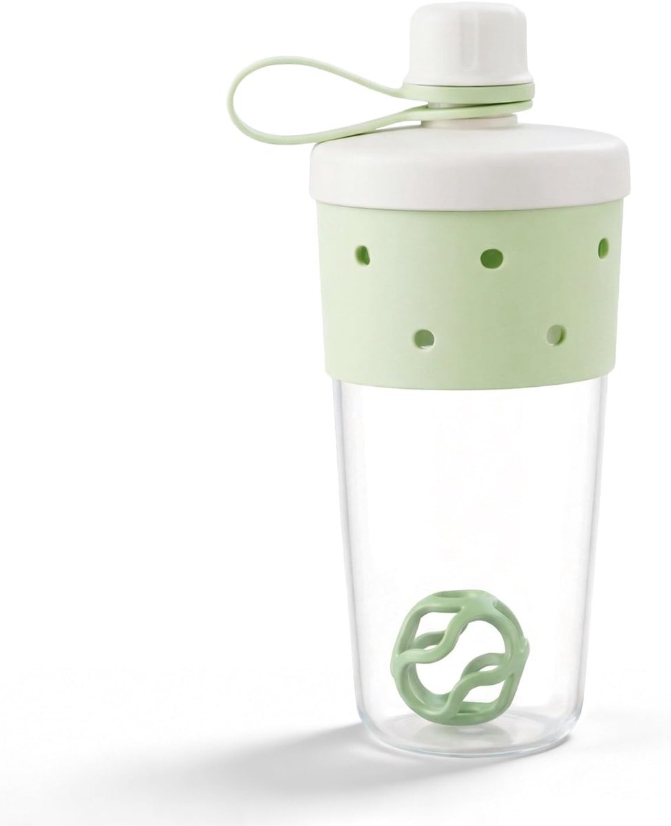 Protein Shaker 630ml - Groene BPA-vrije fles - Met mengbal - Voor klontvrije shakes - ShopVlot