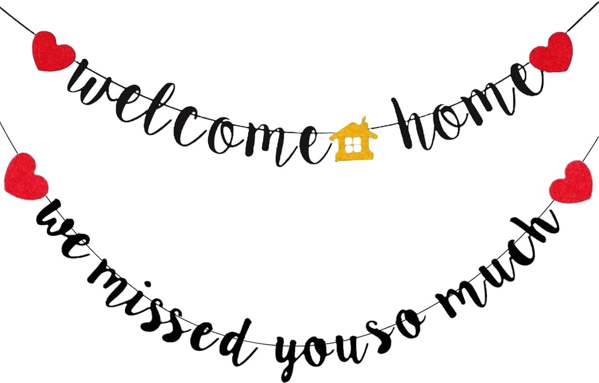 Welkomstbanner set - zwart met rode harten - voor familiefeesten - creëert een warme sfeer - ShopVlot