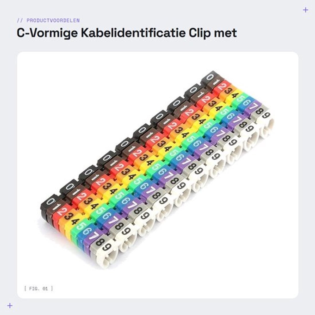 Kabelmarkering C-vormig - Gecodeerde Clip - Draadidentificatie - Kleurrijke Nummering - 10 Stuks - Geschikt voor 0,75-7 mm² - Draadlabel
