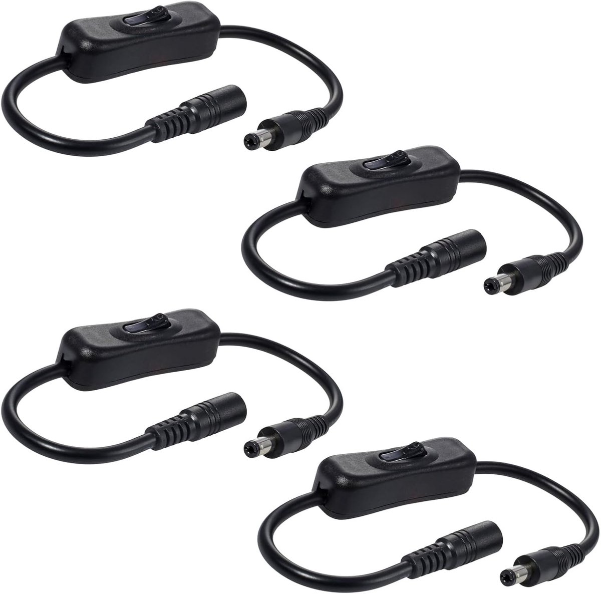 DC-kabel met schakelaar 5,5 x 2,1 mm - zwart - verlengkabel - eenvoudig stroombeheer - ShopVlot