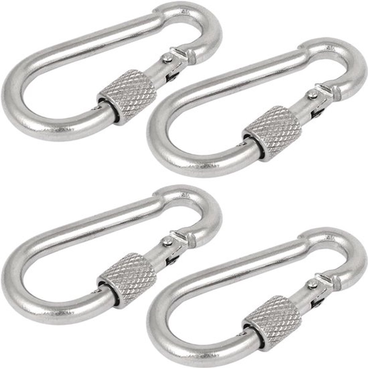 Karabijnhaak met schroefsluiting - Aluminiumlegering - 4 stuks - Verbindingssleutel - Rugzak/tent - Maximaal 135 kg draagvermogen - Klimhaken