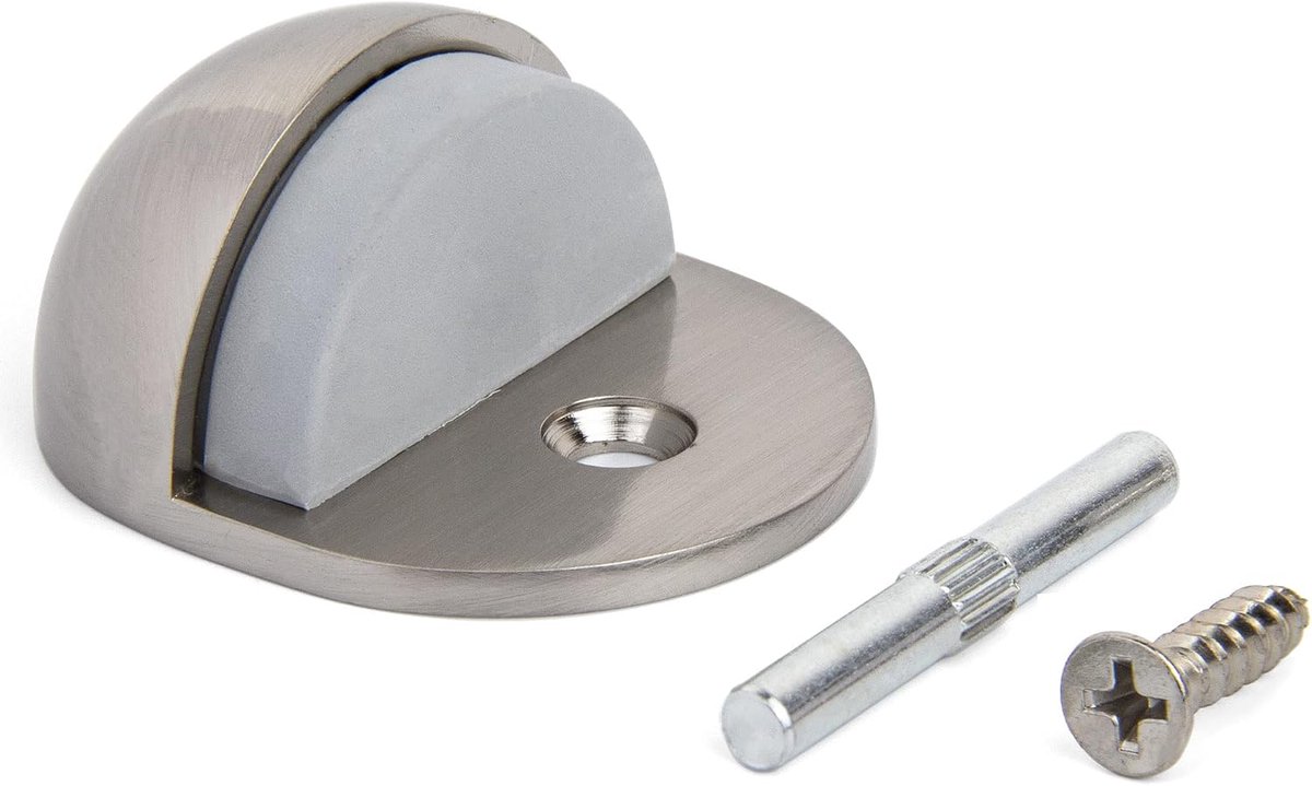 Deurstopper rubber - roestvrij staal - beschermt muur en deur - voor kleine deuren - ShopVlot