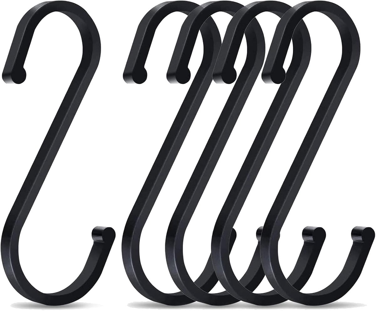 S-haken 8.6 x 5.3 cm - aluminium zwart - roestvrij en corrosiebestendig - ideaal voor het ophangen van potten en pannen - ShopVlot