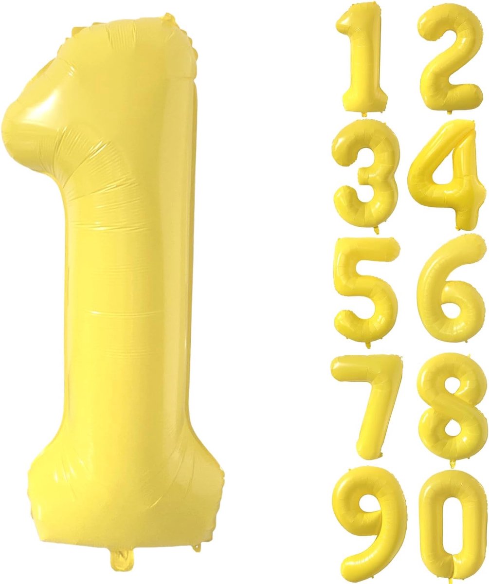 Yellow Balloon 101 cm Number Balloon, Large Yellow Balloon, 1 Yellow Foil Balloon, Number 1 Helium Balloon, 1 Girl - ShopVlot